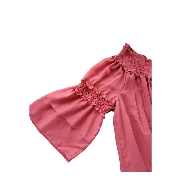 Max Studio Wome's Size _1X_ Off Shoulder Bell Sleeve Peasant Blouse Brick Red Ne - Picture 4 of 6